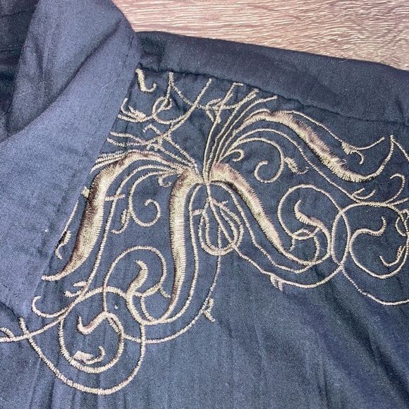 Mens XL Pop Icon Black & Tan Western Button Down Shirt - Picture 5 of 9